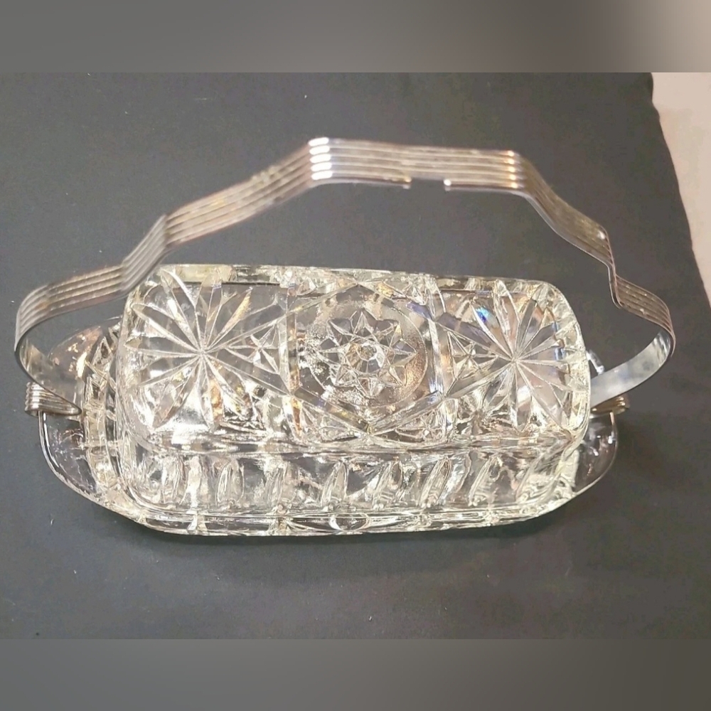 Anchor Hocking 1960's Prescut Clear Covered Butter Dish